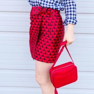 J. Crew:Heart patterned skirt with bow in left hip.